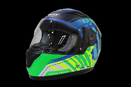 KASK ÇOCUK SWAY 815K GLOSS ALIEN BLUE/GREEN FULL FACE