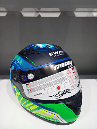 KASK ÇOCUK SWAY 815K GLOSS ALIEN BLUE/GREEN FULL FACE