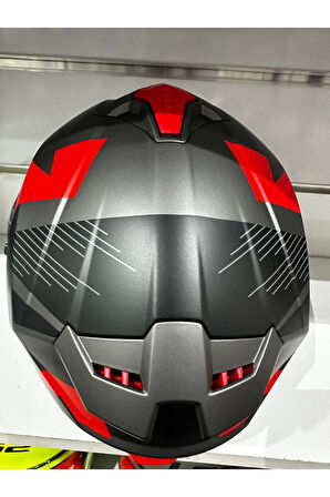 KASK SWAY SW-865 ST TİTANYUM/RED/BLACK GÜNEŞ GÖZLÜKLÜ