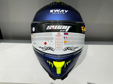 KASK SWAY SW-865 MAT MAVİ GÜNEŞ GÖZLÜKLÜ