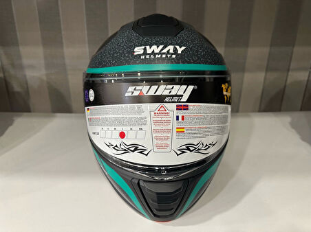 KASK SW-917 STARS MAT GREY/TURKUAZ ÇENE AÇILIR GÜNEŞ GÖZLÜKLÜ