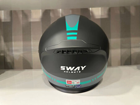 KASK SW-917 STARS MAT GREY/TURKUAZ ÇENE AÇILIR GÜNEŞ GÖZLÜKLÜ