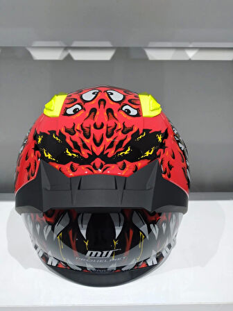 KASK MTS PRO 801 DEMON GÜNEŞ GÖZLÜKLÜ KIRMIZ/SARI