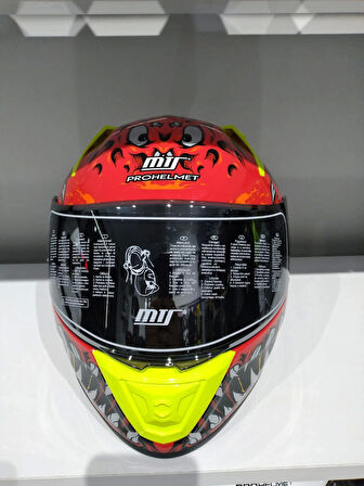 KASK MTS PRO 801 DEMON GÜNEŞ GÖZLÜKLÜ KIRMIZ/SARI