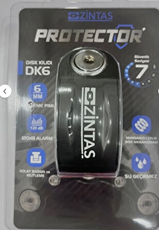 Disk Kilidi Zintaş Protector Alarmlı  6mm 120 Db