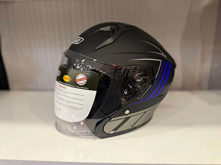 KASK CRN 620 AİR ÇENESİZ MAT SİYAH/MAVİ