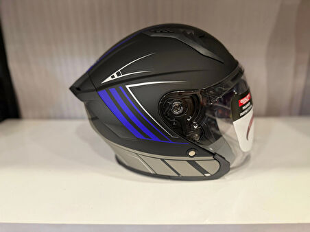 KASK CRN 620 AİR ÇENESİZ MAT SİYAH/MAVİ