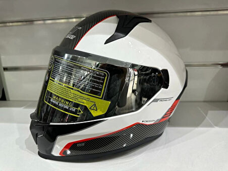 KASK MTS PRO 910 DESİNG GÜNEŞ GÖZLÜKLÜ BEYAZ/KIRMIZI
