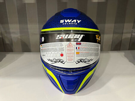 KASK SW-917 STARS MAT BLUE/YELLOW ÇENE AÇILIR GÜNEŞ GÖZLÜKLÜ