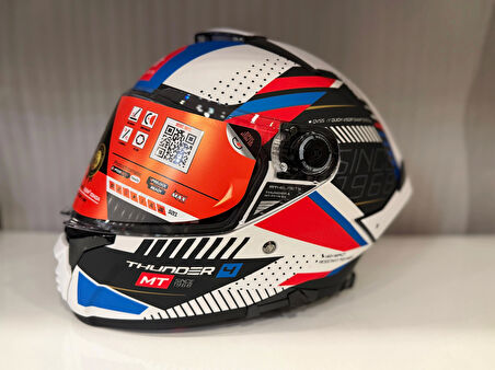 KASK MT THUNDER 4 SV LUMİNENCE A7 MAT BEYAZ/MAVİ