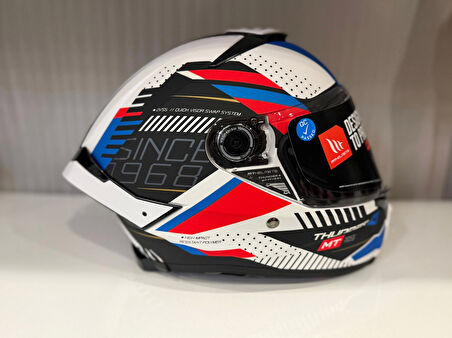 KASK MT THUNDER 4 SV LUMİNENCE A7 MAT BEYAZ/MAVİ