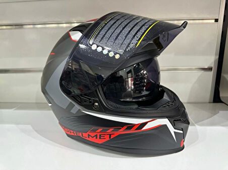 KASK MTS PRO 910 TWISTER GÜNEŞ GÖZLÜKLÜ KIRMIZI/GRİ