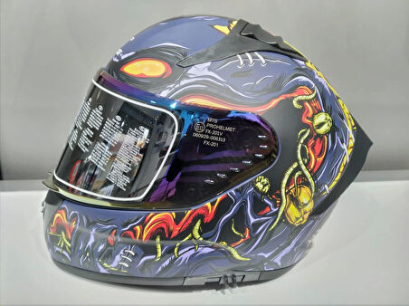 KASK MTS PRO 801 ZOMBİ GÜNEŞ GÖZLÜKLÜ ORANGE/BLUE