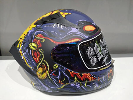 KASK MTS PRO 801 ZOMBİ GÜNEŞ GÖZLÜKLÜ ORANGE/BLUE