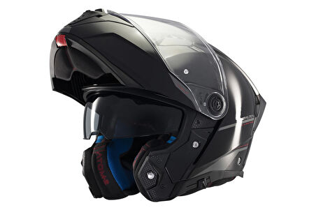 KASK MT ATOM 2 A1 ÇENE AÇILIR PARLAK SİYAH