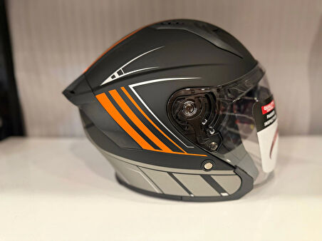 KASK CRN 620 AİR ÇENESİZ MAT SİYAH/TURUNCU