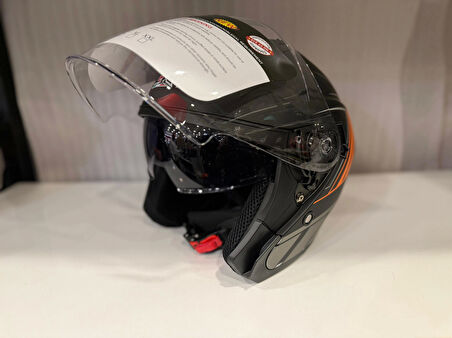 KASK CRN 620 AİR ÇENESİZ MAT SİYAH/TURUNCU