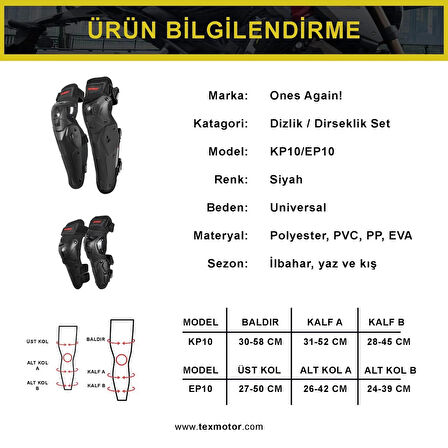 ONES AGAIN KP10/EP10 Dizlik Dirseklik Set
