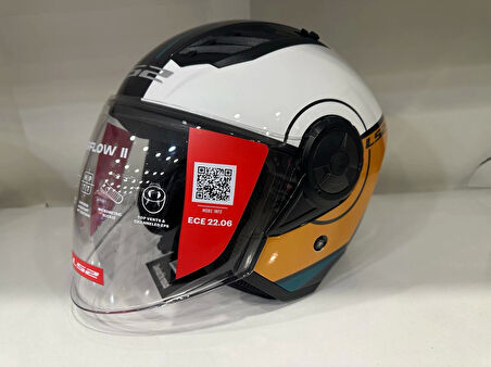 KASK LS2 AIRFLOW 2 COVER SİYAH-BEYAZ-GOLD PARLAK