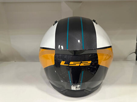 KASK LS2 AIRFLOW 2 COVER SİYAH-BEYAZ-GOLD PARLAK
