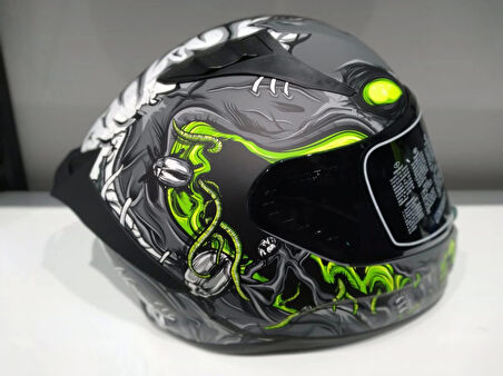 KASK MTS PRO 801 ZOMBİ GÜNEŞ GÖZLÜKLÜ GREY/WHITE/YELLOW