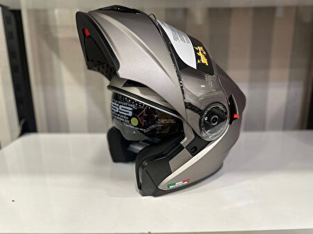 KASK SWAY 926 MAT TİTANYUM ÇENE AÇILIR