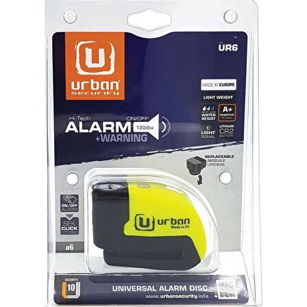 Urban Security Alarmlı Motosiklet Disk Kilidi Ur6 / 6mm Pim