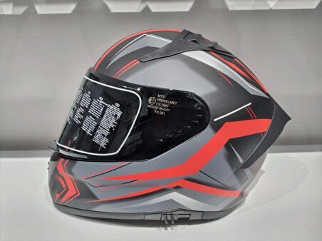 KASK MTS PRO 801 TWILIGHT GÜNEŞ GÖZLÜKLÜ MAT GRİ/KIRMIZI