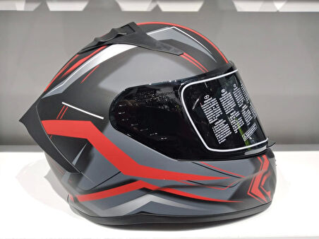 KASK MTS PRO 801 TWILIGHT GÜNEŞ GÖZLÜKLÜ MAT GRİ/KIRMIZI
