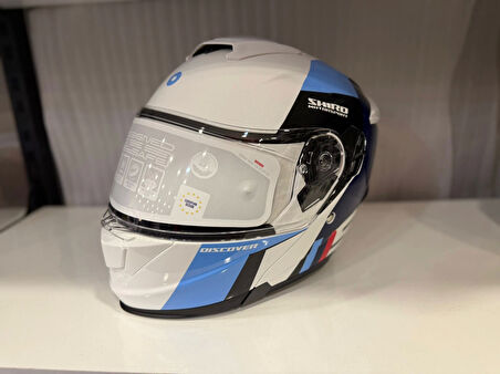 KASK SHIRO DİSCOVER SPOWER PARLAK BEYAZ/MAVİ/LACİVERT