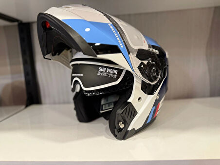 KASK SHIRO DİSCOVER SPOWER PARLAK BEYAZ/MAVİ/LACİVERT