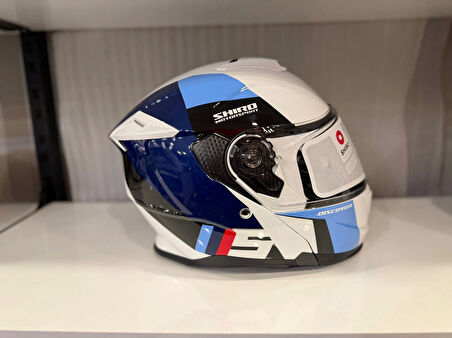 KASK SHIRO DİSCOVER SPOWER PARLAK BEYAZ/MAVİ/LACİVERT
