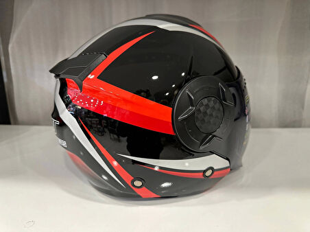 KASK MTS 625 WASP ÇENESİZ GÜNEŞ GÖZLÜKLÜ KIRMIZI/SİYAH