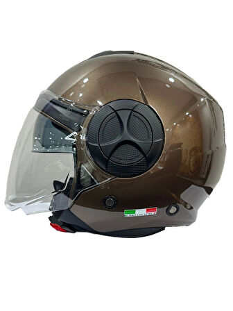 KASK SWAY SW-737 PARLAK KAHVERENGİ ÇENESİZ GÜNEŞ GÖZLÜKLÜ