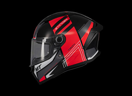 KASK MT STINGER TRON B15 PARLAK SİYAH/KIRMIZI