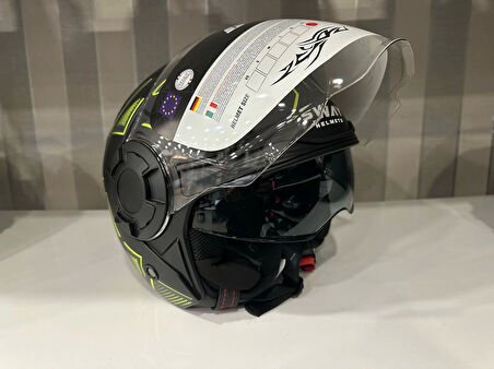 KASK SWAY SW-766 Matt Cırcle Black Yellow GÜNEŞ GÖZLÜKLÜ