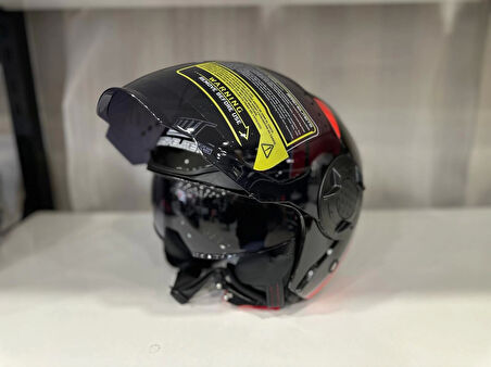 KASK MTS 625 LADDER ÇENESİZ GÜNEŞ GÖZLÜKLÜ KIRMIZI/SİYAH