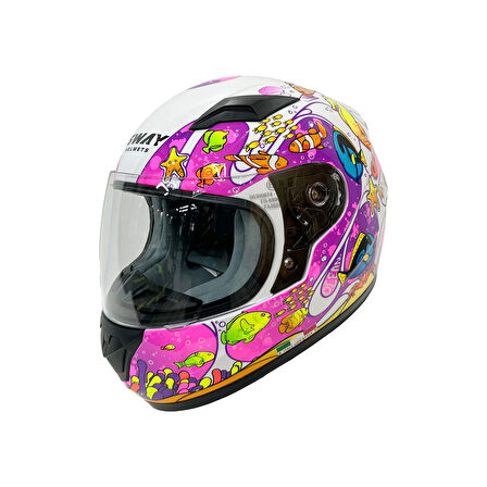 KASK SWAY  ÇOCUK SW 815K OCEAN White Pink Full Face