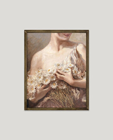 Papatya Buketi Tutan Kadın