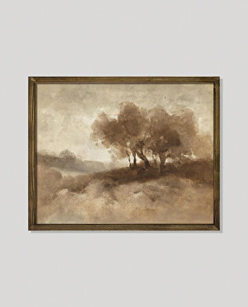 Suluboya Ağaçlar Çerçeveli Tablo