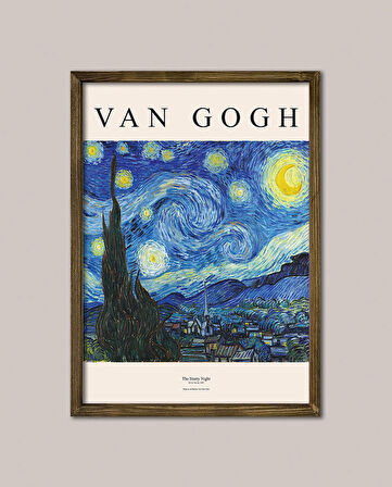Van Gogh - Yıldızlı Gece Ahşap Çerçeveli Tablo