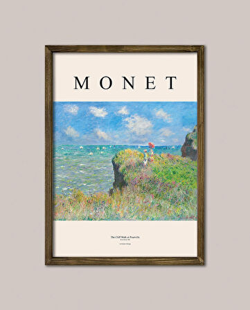 Monet - Pourville'de Uçurum Yürüyüşü Çerçeveli Tablo