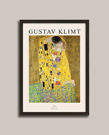 Gustav Klimt - Öpücük Ahşap Çerçeveli Poster