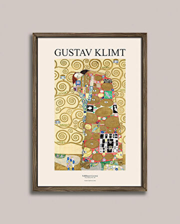 Gustav Klimt - Gerçekleşme (Aşıklar) Çerçeveli Tablo