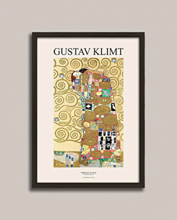Gustav Klimt - Gerçekleşme (Aşıklar) Çerçeveli Tablo