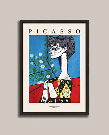 Picasso - Jacqueline’in Çiçekli Portresi Çerçeveli Tablo