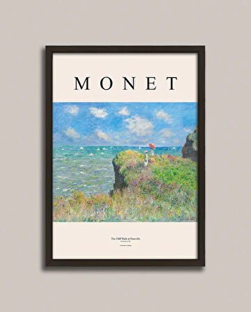 Monet - Pourville'de Uçurum Yürüyüşü Çerçeveli Tablo