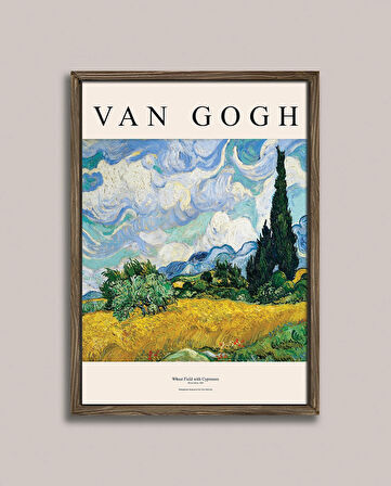Van Gogh - Selvi Ağaçlı Buğday Tarlası Çerçeveli Tablo