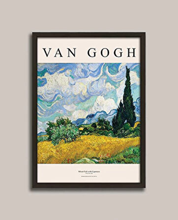 Van Gogh - Selvi Ağaçlı Buğday Tarlası Çerçeveli Tablo