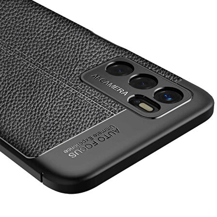 Gpack Oppo A16 Kılıf Niss Silikon Deri Görünümlü Kamera KorumalıNano Glass